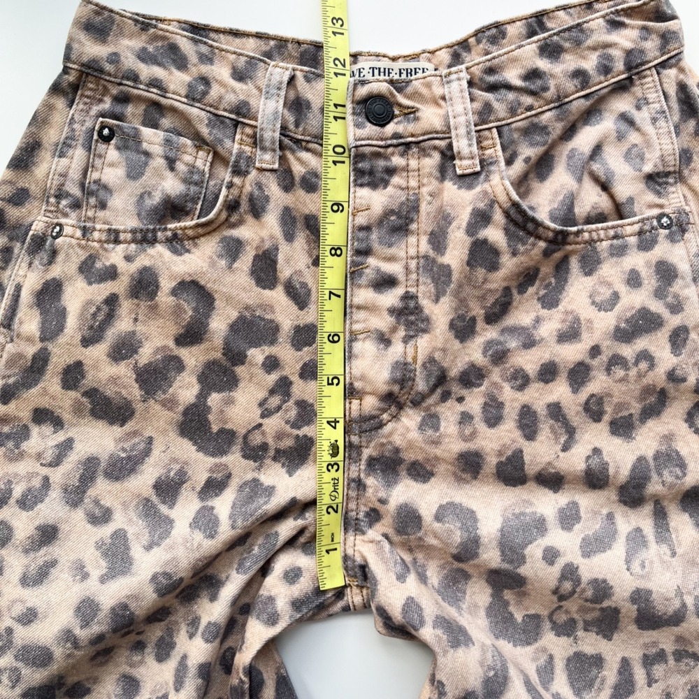 Free People We The Free Good Luck Printed Barrel Jeans Brown Sugar 27 Leopard - Picture 12 of 16